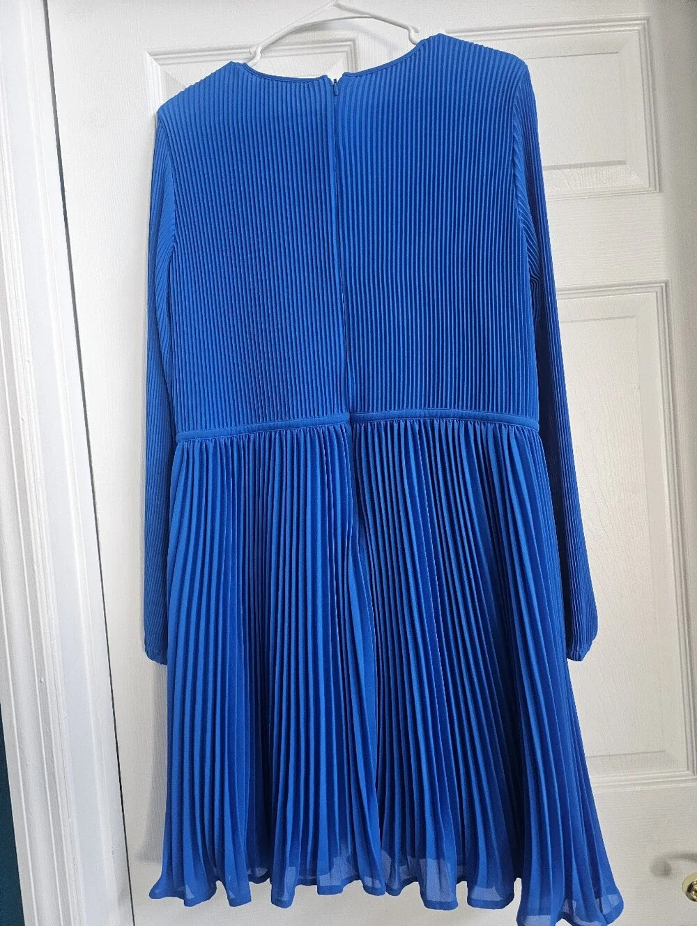 Pleated Long-Sleeve Dress - Royal Blue